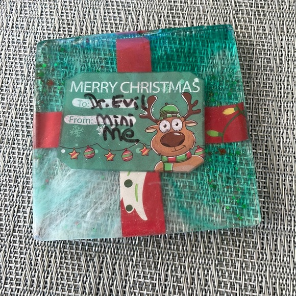 XMAS Handmade Festive Funny Holiday Square Coaster Set and Holder - Picture 4 of 17